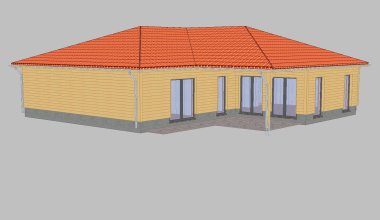 Bungalow - L-Form - Satteldach - Holzfassade