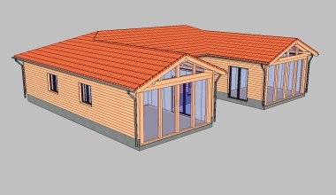 Bungalow - U-Form - Satteldach - Holzfassade