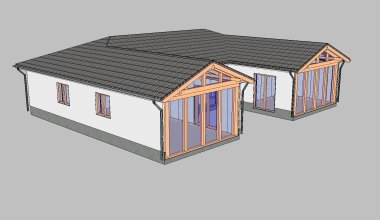 Bungalow - U-Form - Satteldach - Putzfassade